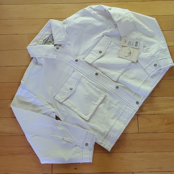 Boundless North White Lexi loose boxy utility/cargo Trucker jacket S - Picture 2 of 7